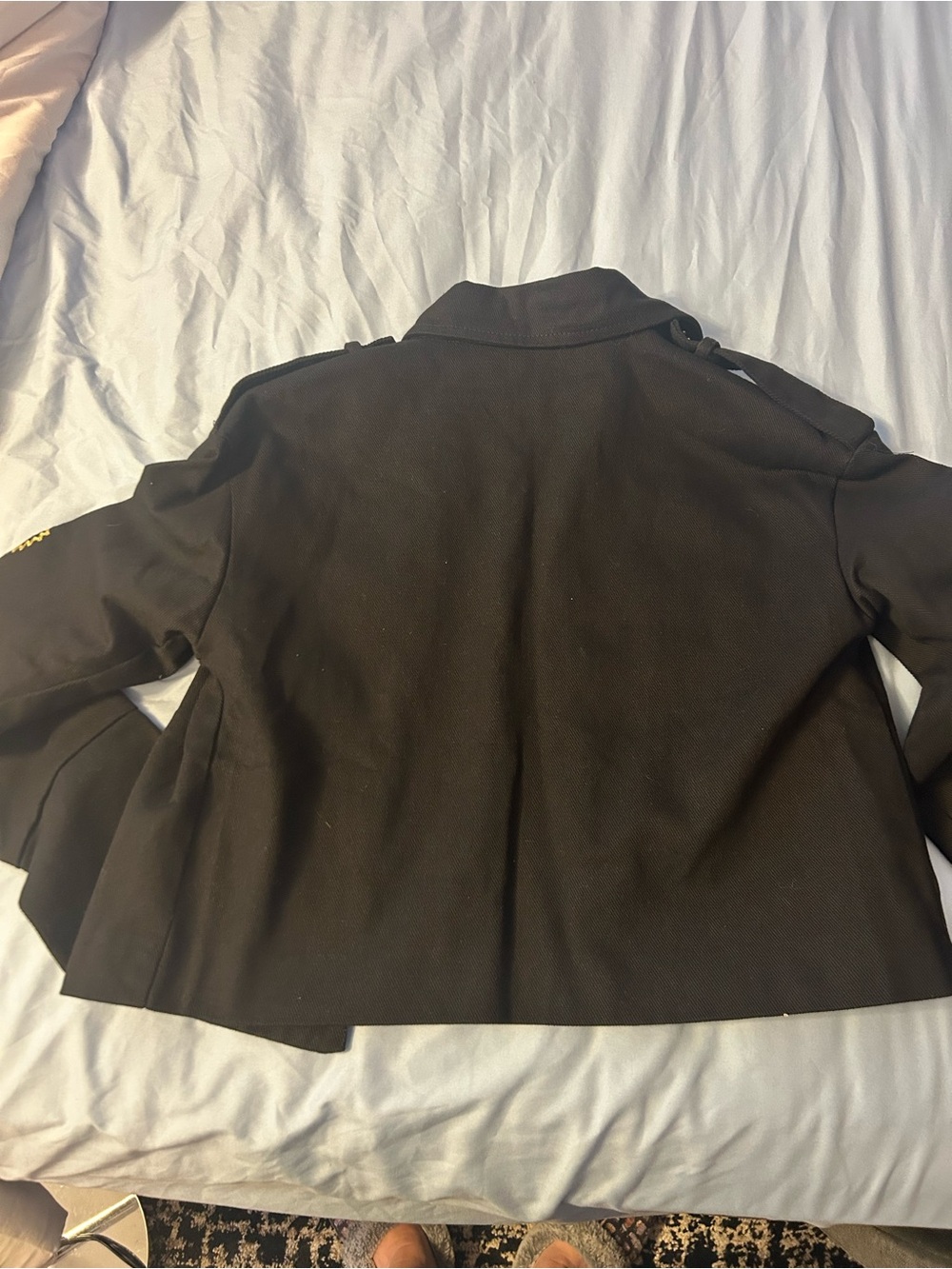 Black Military-Style Gold Hardware Cropped Jacket - Unbranded New - Size Small - Picture 8 of 9